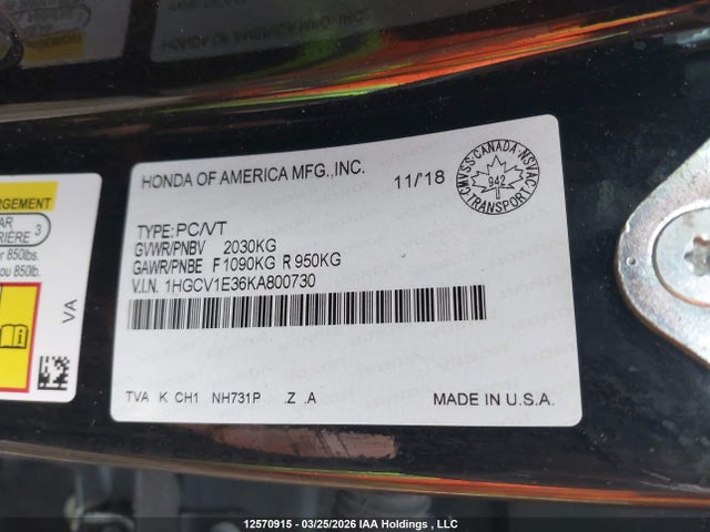 1HGCV1E36KA800730 Honda Accord Sport 1.5t