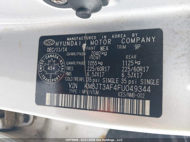 KM8JT3AF4FU049344 Hyundai Tucson Gl
