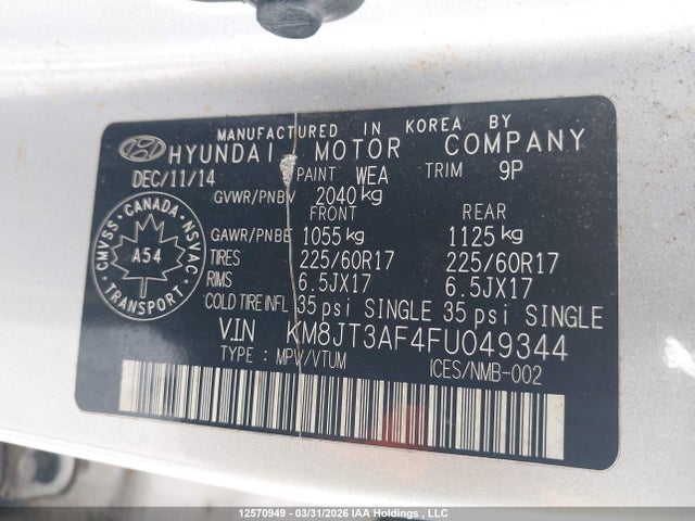 KM8JT3AF4FU049344 Hyundai Tucson Gl