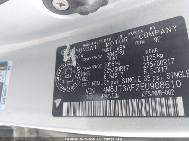 Продажа на аукционе авто 2014 Hyundai Tucson, vin: KM8JT3AF2EU908610, номер лота: 12570982