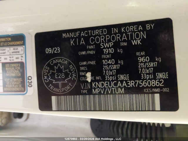 12570983 :رقم المزاد ، KNDEUCAA3R7560862 vin ، 2024 Kia Seltos S مزاد بيع