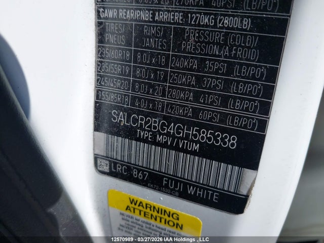 SALCR2BG4GH585338 Land Rover Discovery Sport Hse