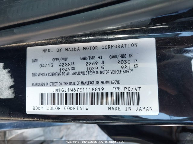 JM1GJ1W67E1118819 Mazda 6