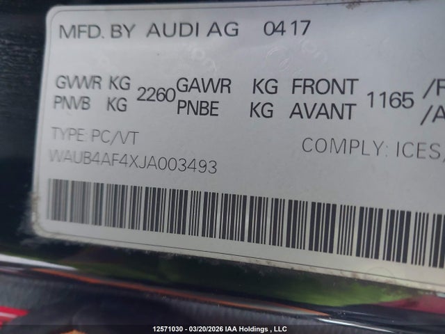 WAUB4AF4XJA003493 Audi S4