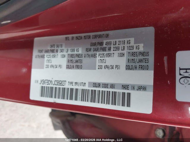 JM3KFBCMXJ0389837 Mazda Cx-5 Gs