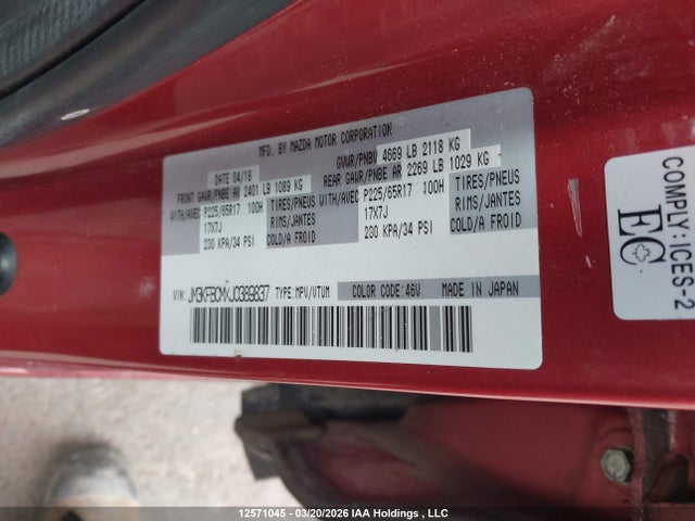 JM3KFBCMXJ0389837 Mazda Cx-5 Gs