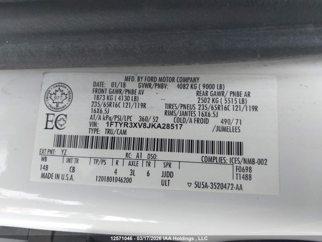Ford Transit-250 2018 1FTYR3XV8JKA28517 Image 9