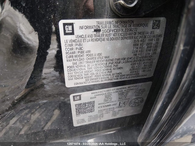 Aukcja sprzedaży 2020 Chevrolet Silverado 1500, vin: 1GCPYCEF0LZ208272, numer aukcji: 12571074