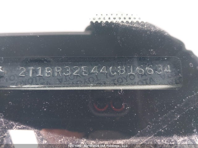 12571082 :رقم المزاد ، 2T1BR32E44C816634 vin ، 2004 Toyota Corolla Ce/le/s مزاد بيع