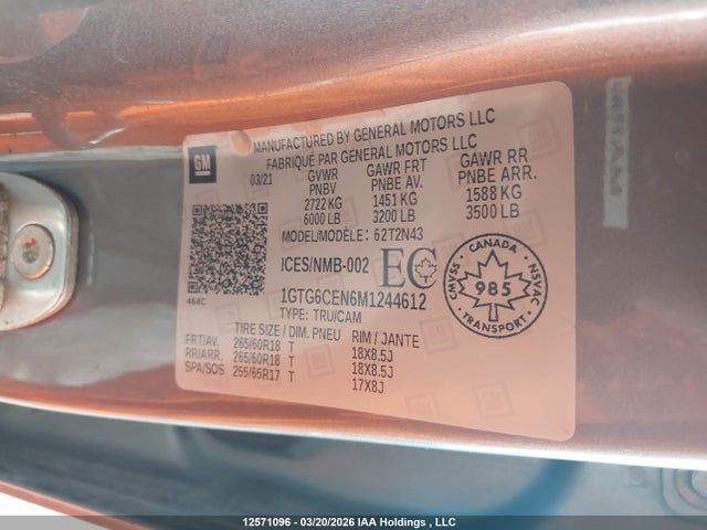 GMC Canyon Elevation 2021 1GTG6CEN6M1244612 Image 8