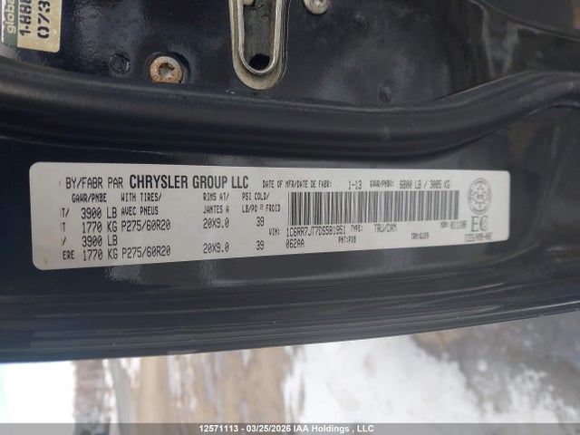12571113 :رقم المزاد ، 1C6RR7JT7DS581951 vin ، 2013 Ram 1500 Laramie مزاد بيع
