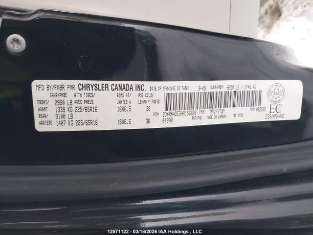12571122 :رقم المزاد ، 2D4RN4DE5AR156826 vin ، 2010 Dodge Grand Caravan Se مزاد بيع