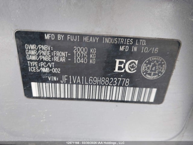 JF1VA1L69H8823778 Subaru WRX
