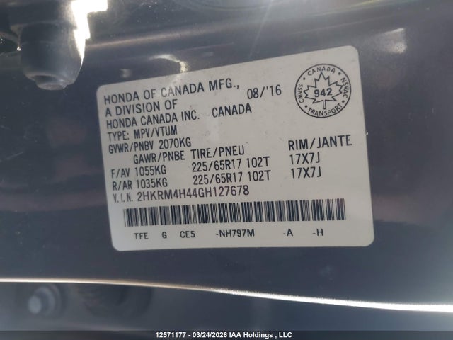2HKRM4H44GH127678 Honda CR-V SE