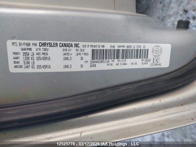 2009 Dodge Grand Caravan Se მანქანა იყიდება აუქციონზე, vin: 2D8HN44EX9R514184, აუქციონის ნომერი: 12525778