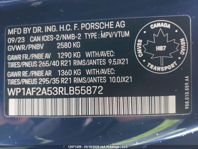 Aukcja sprzedaży 2024 Porsche Macan, vin: WP1AF2A53RLB55872, numer aukcji: 12571209
