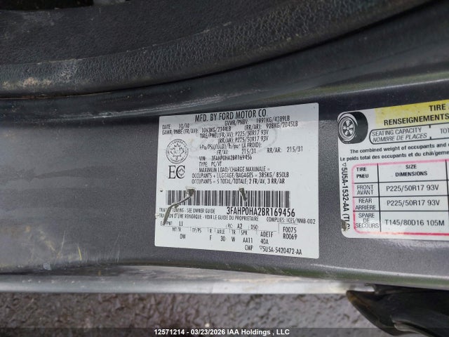 2011 Ford Fusion Se მანქანა იყიდება აუქციონზე, vin: 3FAHP0HA2BR169456, აუქციონის ნომერი: 12571214