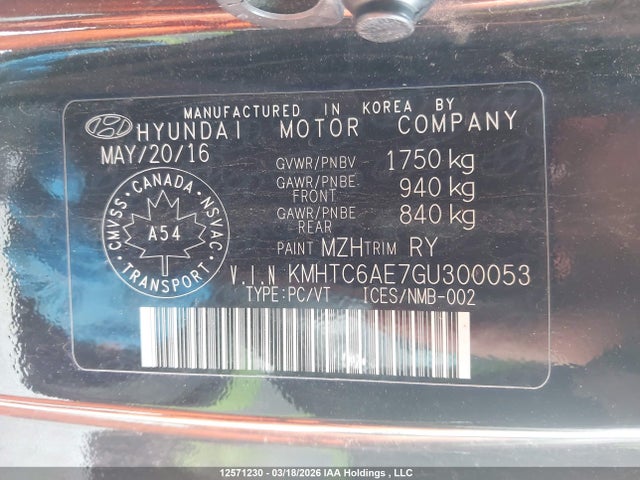 Продаж на аукціоні авто 2016 Hyundai Veloster Turbo, vin: KMHTC6AE7GU300053, номер лоту: 12571230