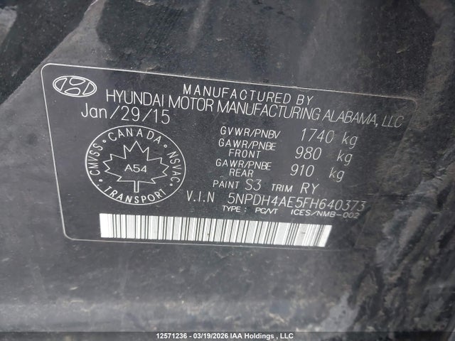Aukcja sprzedaży 2015 Hyundai Elantra Se/sport/limited, vin: 5NPDH4AE5FH640373, numer aukcji: 12571236