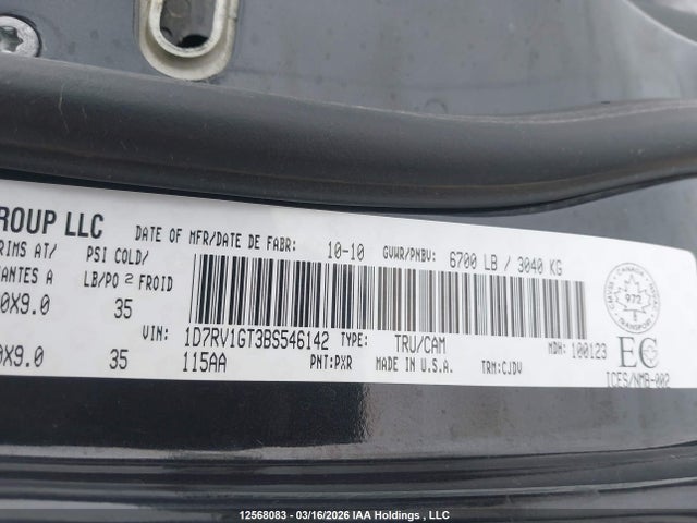 Продаж на аукціоні авто 2011 Ram Ram 1500 Sport, vin: 1D7RV1GT3BS546142, номер лоту: 12568083