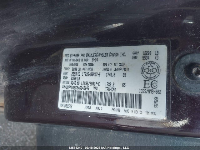 Aukcja sprzedaży 2004 Dodge Ram 3500 Slt/laramie, vin: 3D7MU48C04G242046, numer aukcji: 12571240
