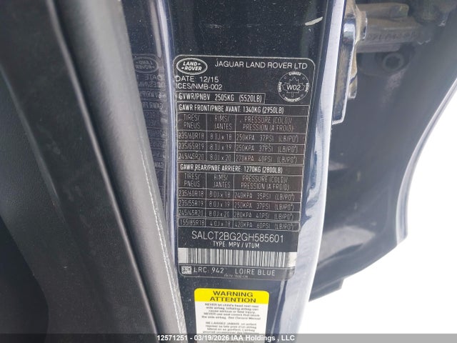 SALCT2BG2GH585601 Land Rover Discovery Sport Hse Luxury
