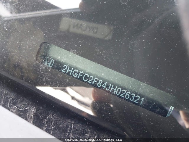 Продаж на аукціоні авто 2018 Honda Civic Ex, vin: 2HGFC2F84JH026321, номер лоту: 12571255