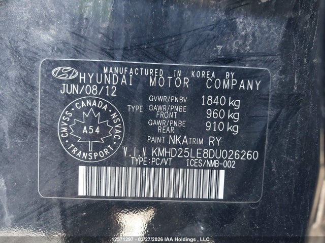 Продажа на аукционе авто 2011 Hyundai Elantra, vin: KMHD25LE8DU026260, номер лота: 12571297