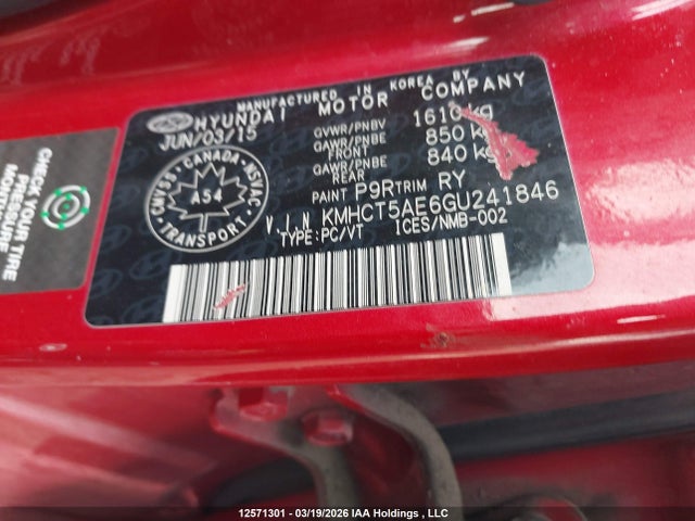 KMHCT5AE6GU241846 Hyundai ACCENT SE