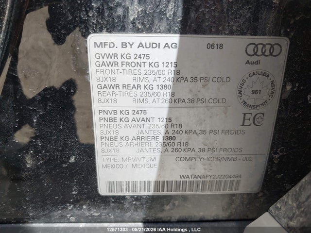 WA1ANAFY2J2204484 Audi Q5 2.0t Komfort