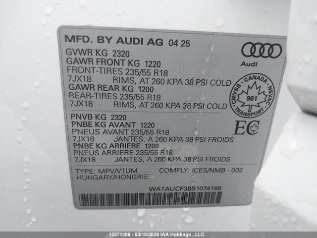 WA1AUCF38S1074186 Audi Q3 Premium 40