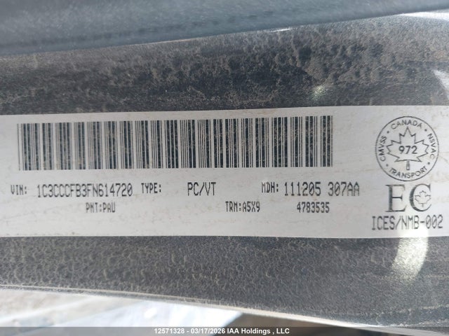 12571328 :رقم المزاد ، 1C3CCCFB3FN614720 vin ، 2015 Chrysler 200 Lx مزاد بيع