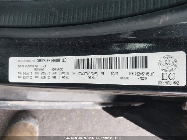 2014 Chrysler 200 Lx მანქანა იყიდება აუქციონზე, vin: 1C3CCBAB0EN232032, აუქციონის ნომერი: 12571339