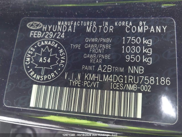KMHLM4DG1RU758186 Hyundai Elantra Preferred W/tech Package