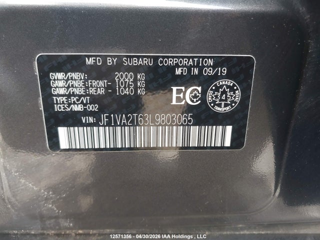 JF1VA2T63L9803065 Subaru Wrx Sti Limited