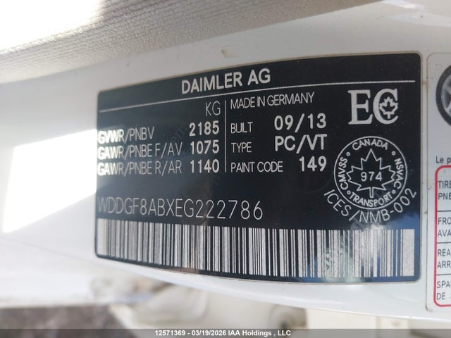 Aukcja sprzedaży 2014 Mercedes-benz C 300 4matic, vin: WDDGF8ABXEG222786, numer aukcji: 12571369