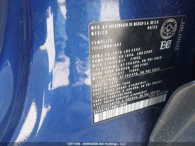 12571386 :رقم المزاد ، 3VVSX7B21RM013895 vin ، 2024 Volkswagen Taos Se مزاد بيع