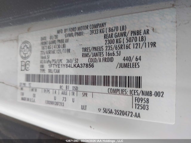 1FTYE1Y84LKA37856 Ford Transit T-150