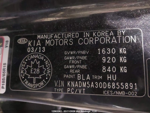Aukcja sprzedaży 2013 Kia Rio Ex/lx/lx+/sx, vin: KNADM5A30D6855891, numer aukcji: 12563263