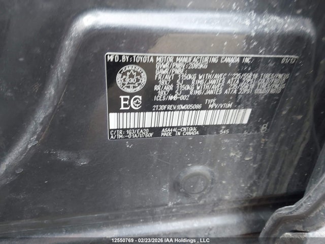 12550769 :رقم المزاد ، 2T3DFREV1DW005086 vin ، 2013 Toyota Rav4 Limited مزاد بيع