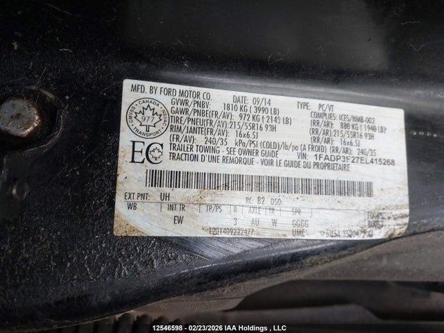 Aukcja sprzedaży 2014 Ford Focus Se, vin: 1FADP3F27EL415268, numer aukcji: 12546598
