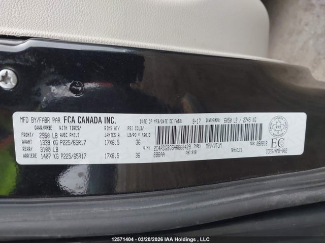 Продаж на аукціоні авто 2017 Dodge Grand Caravan Se, vin: 2C4RDGBG5HR868429, номер лоту: 12571404