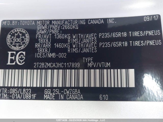 12571439 :رقم المزاد ، 2T2BZMCA3HC117899 vin ، 2017 Lexus Rx 350/base/f Sport مزاد بيع