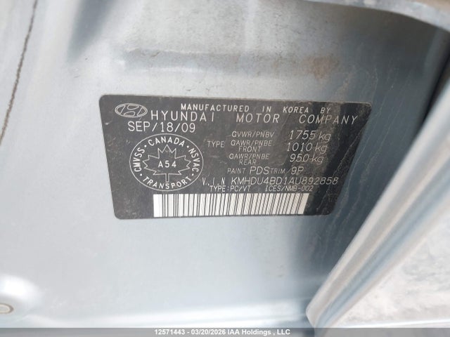 12571443 :رقم المزاد ، KMHDU4BD1AU892858 vin ، 2010 Hyundai Elantra مزاد بيع