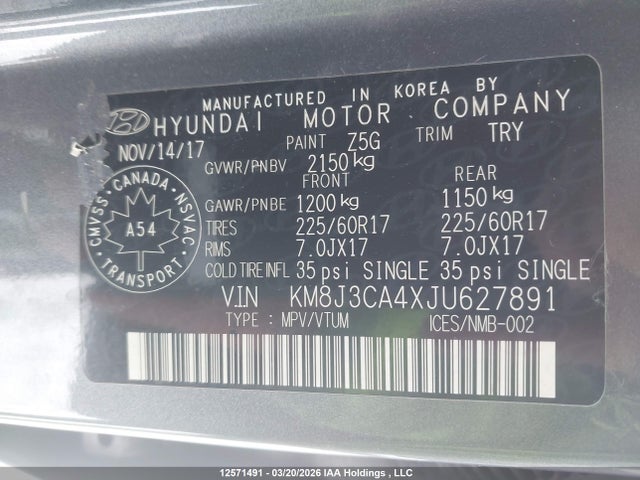 KM8J3CA4XJU627891 Hyundai Tucson Se 2.0l