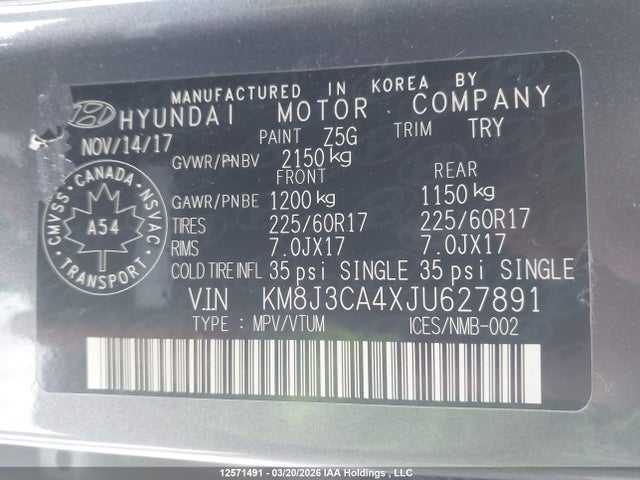 KM8J3CA4XJU627891 Hyundai Tucson Se 2.0l