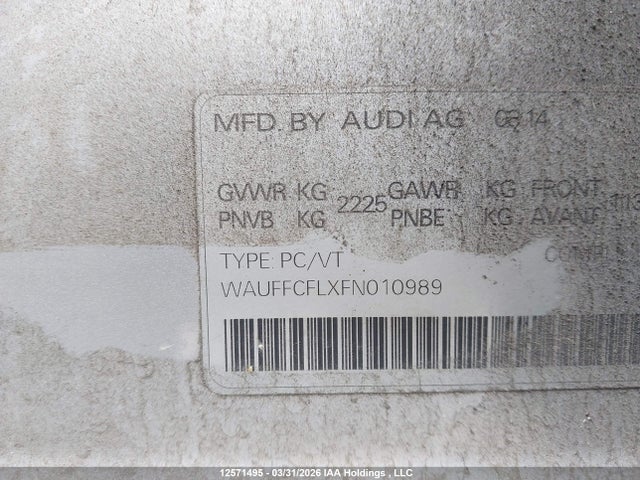 Aukcja sprzedaży 2015 Audi A4, vin: WAUFFCFLXFN010989, numer aukcji: 12571495