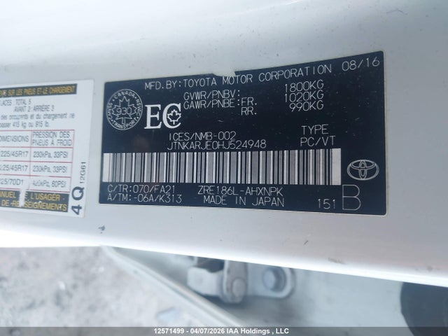 JTNKARJE0HJ524948 Toyota COROLLA IM