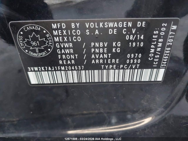 3VW2K7AJ1FM204537 Volkswagen JETTA SEDAN
