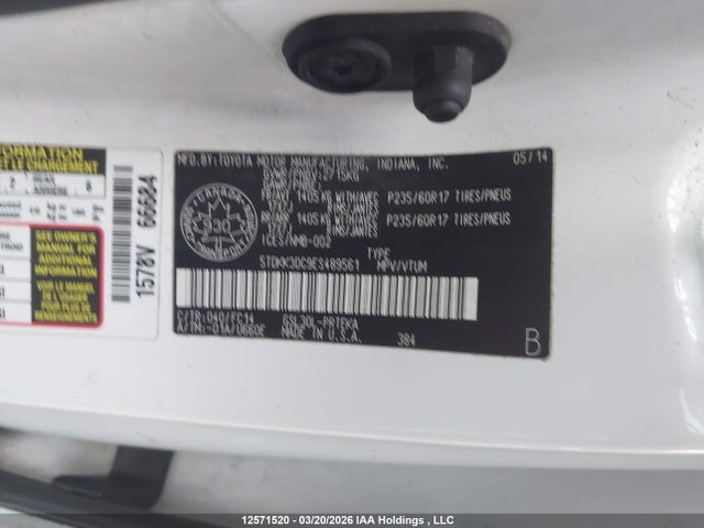 Aukcja sprzedaży 2014 Toyota Sienna Le, vin: 5TDKK3DC9ES489561, numer aukcji: 12571520